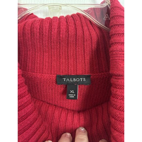 Talbots Cashmere Blend Red Button Collar Sweater Size XL Cozy Winter - Picture 3 of 8